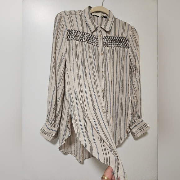 Floreat By Anthropologie Striped Nothfork Tunic Blouse - Picture 4 of 11